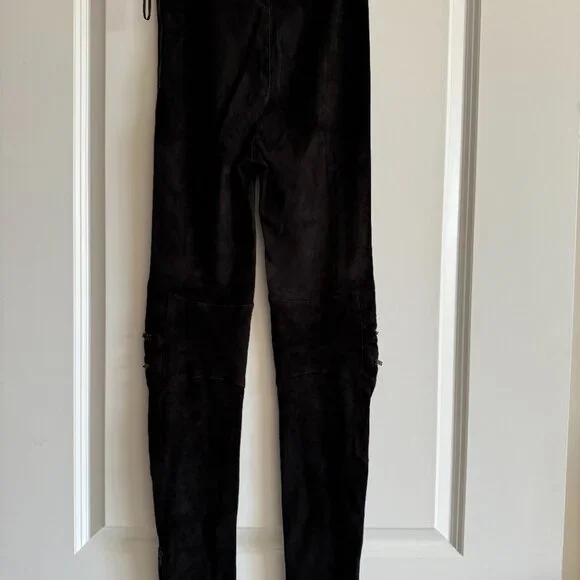 SAINT LAURENT Suede Biker Zipped Detailed Pants - Picture 2 of 13